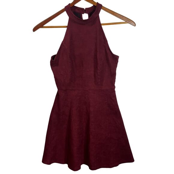 Altar'd State Maroon Faux Suede Halter Style Dress Women's Small Coastal Cowgirl - Picture 1 of 7